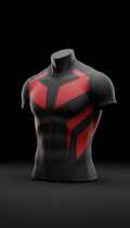 Aggressive Red-Accent Athletic Compression Top